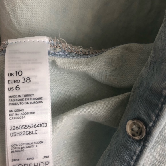 Top Shop - Denim Cotton Bleach Top - Size 6 - Picture 5 of 5